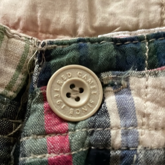 Red Camel Madras Plaid Bermuda Shirts Size 34, 100% Cotton, Vintage Quality Sewn - Picture 5 of 16